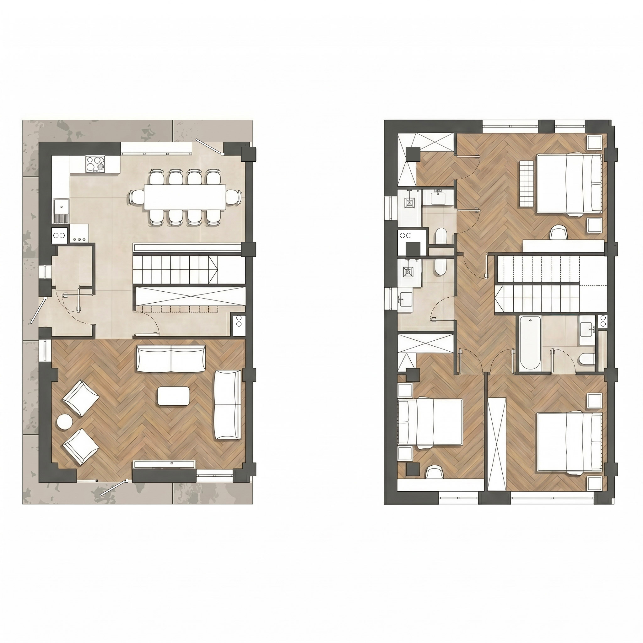 Планировка дуплекса 137 м² — AMAIA