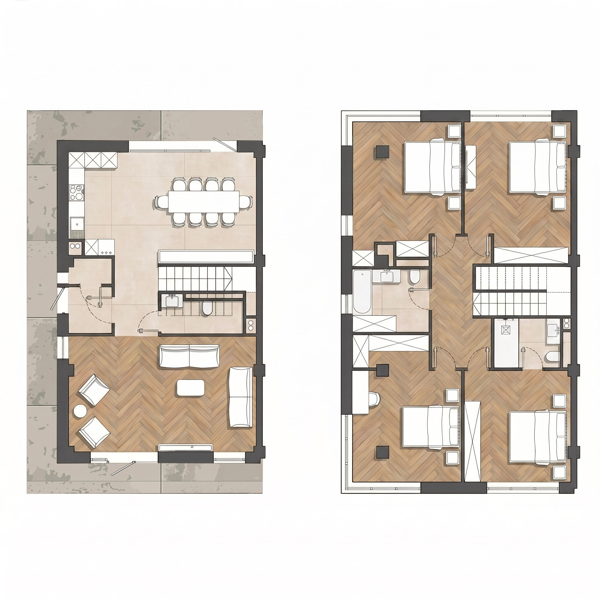 Планировка дуплекса 180 м² — AMAIA