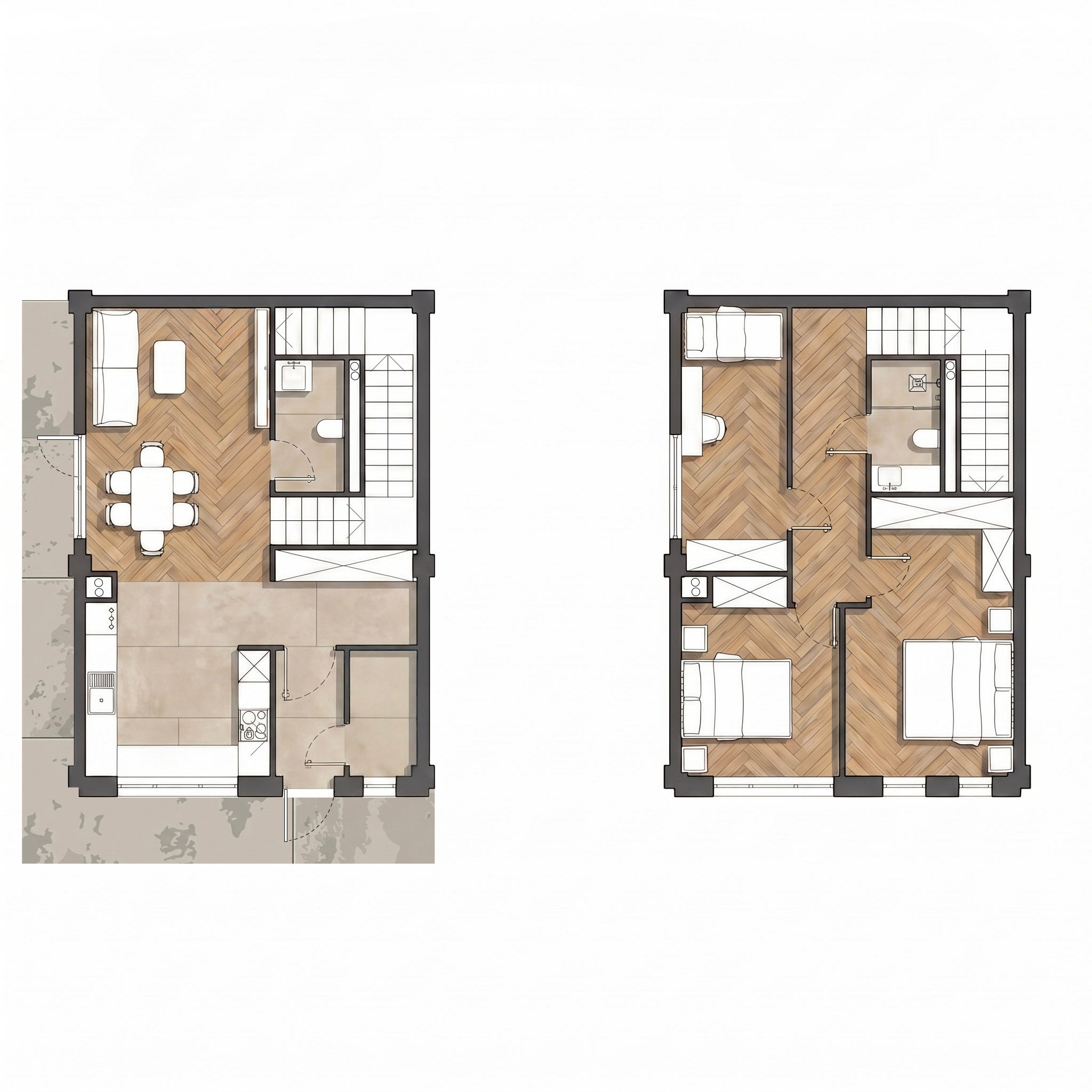 Планировка таунхауса 120 м² — AMAIA