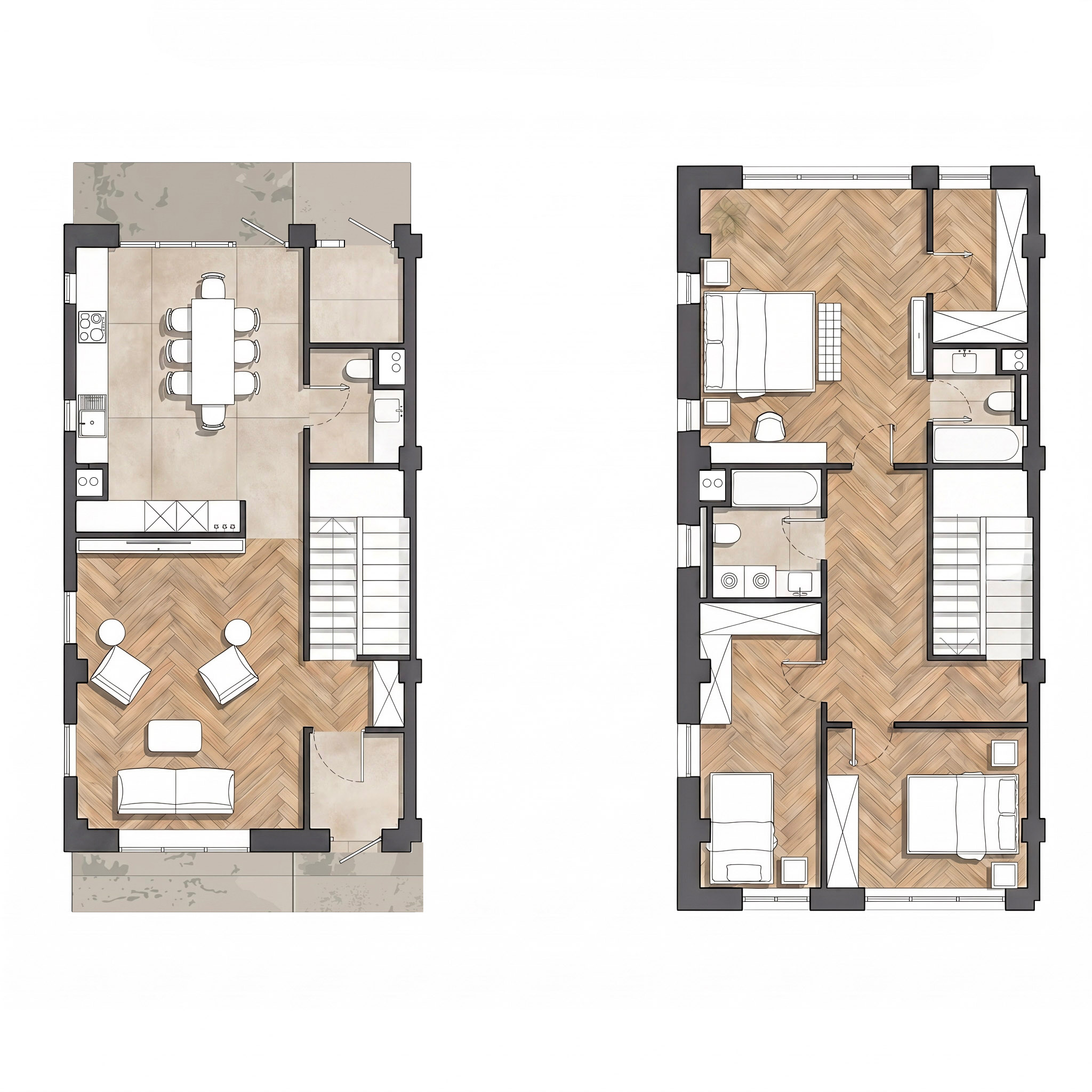 Планировка таунхауса 149 м² — AMAIA