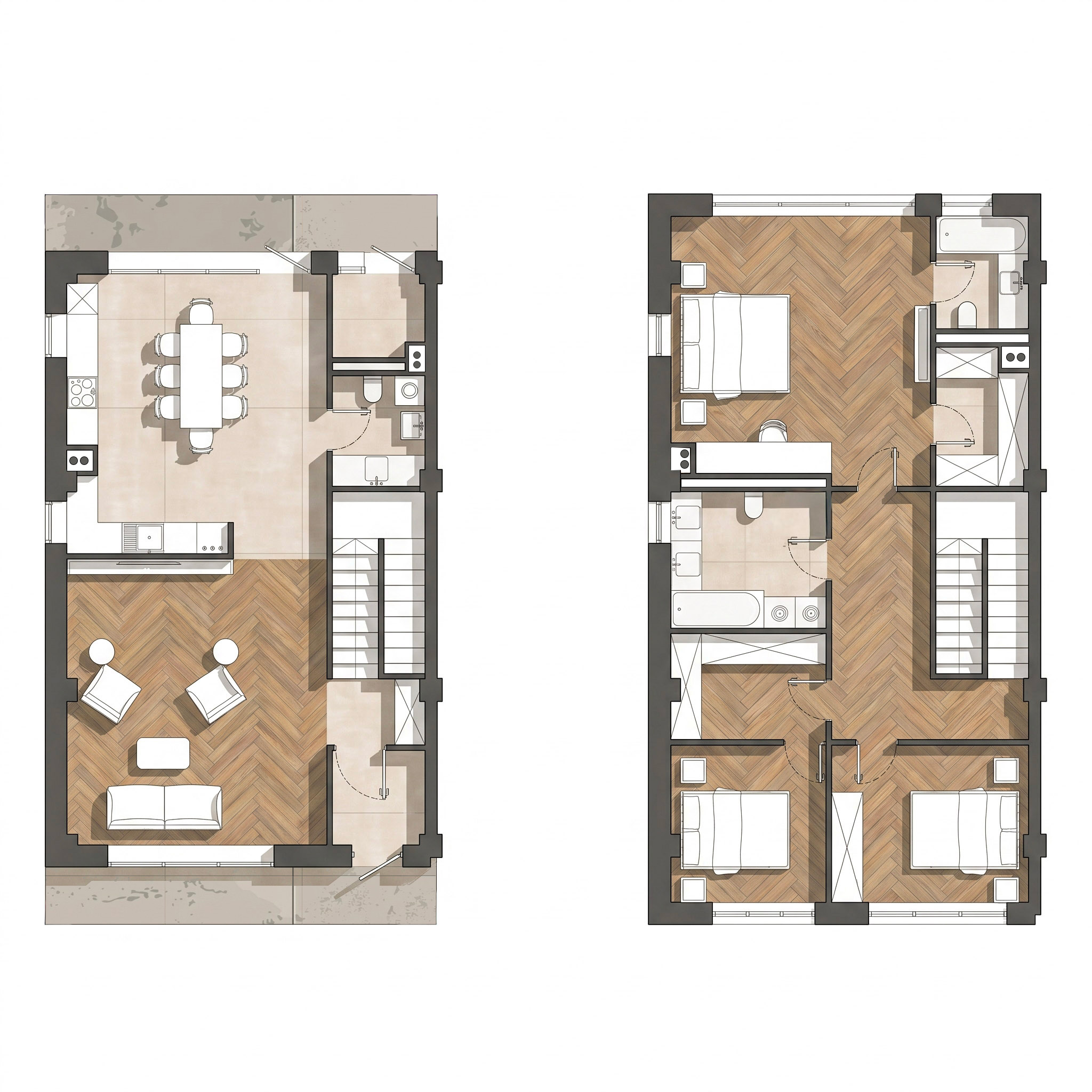 Планировка таунхауса 166 м² — AMAIA